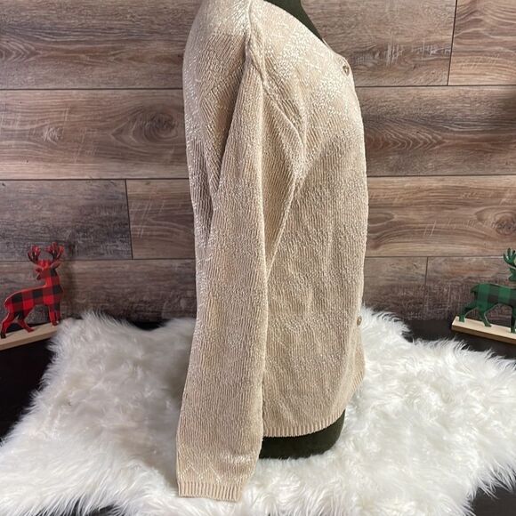 Croft & Barrow Ladies Dressy Button Up Sweater Cardigan , Size Medium, Tan - Picture 5 of 5